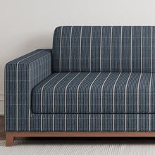 Load image into Gallery viewer, Dark Blue Beige Stripe Stain Resistant Upholstery Fabric