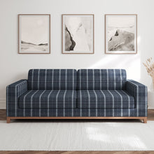 Load image into Gallery viewer, Dark Blue Check Plaid Stain Resistant Upholstery Fabric