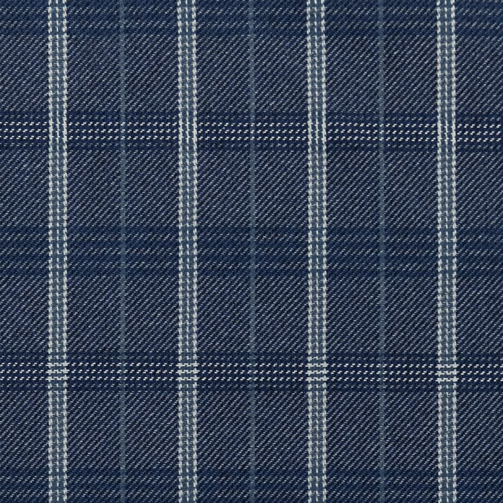 Blue Plaid Upholstery Fabric by the Yard, Blue Large Check Fabric