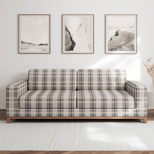 Load image into Gallery viewer, Ivory Grey Check Plaid Stain Resistant Upholstery Fabric