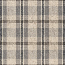 Load image into Gallery viewer, Ivory Grey Check Plaid Stain Resistant Upholstery Fabric