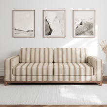 Load image into Gallery viewer, Beige Ivory Brown Stripe Stain Resistant Upholstery Fabric