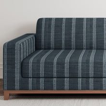 Load image into Gallery viewer, Charcoal Blue Stripe Upholstery Stain Resistant Fabric