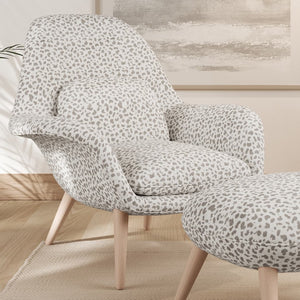 Ivory Grey Animal Skin Stain Resistant Upholstery Fabric