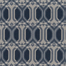 Load image into Gallery viewer, Dark Blue Geometric Trellis Stain Resistant Upholstery Fabric