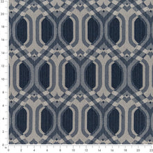 Load image into Gallery viewer, Dark Blue Geometric Trellis Stain Resistant Upholstery Fabric