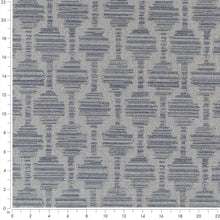 Load image into Gallery viewer, Grey Blue Ikat Geometric Stain Resistant Upholstery Fabric