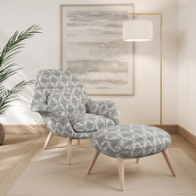 Load image into Gallery viewer, Grey Beige Ikat Geometric Stain Resistant Upholstery Fabric