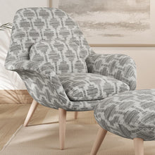 Load image into Gallery viewer, Grey Beige Ikat Geometric Stain Resistant Upholstery Fabric