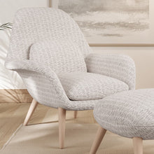 Load image into Gallery viewer, Ivory Grey Stripe Stain Resistant Upholstery Fabric