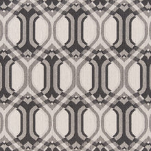 Load image into Gallery viewer, Ivory Dark Brown Geometric Trellis Stain Resistant Upholstery Fabric