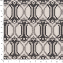 Load image into Gallery viewer, Ivory Dark Brown Geometric Trellis Stain Resistant Upholstery Fabric