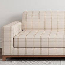 Load image into Gallery viewer, Beige Ivory Check Plain Stripe Stain Resistant Upholstery Fabric