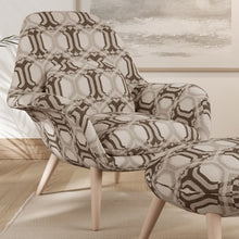 Load image into Gallery viewer, Beige Brown Geometric Trellis Stain Resistant Upholstery Fabric