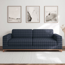 Load image into Gallery viewer, Dark Blue Check Plaid Stain Resistant Upholstery Fabric