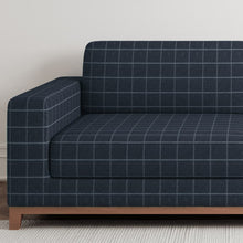 Load image into Gallery viewer, Dark Blue Check Plaid Stain Resistant Upholstery Fabric