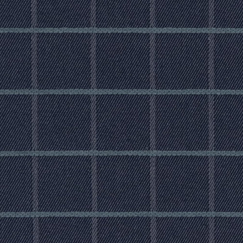 Dark Blue Check Plaid Stain Resistant Upholstery Fabric