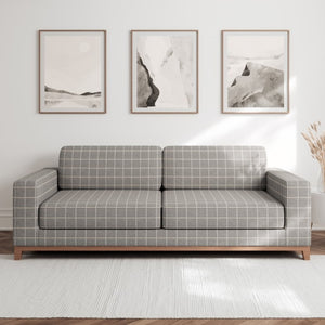 Brown Check Plaid Stain Resistant Upholstery Fabric