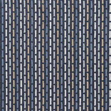 Load image into Gallery viewer, Navy Blue Beige Stripe Stain Resistant Upholstery Fabric