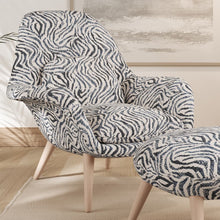 Load image into Gallery viewer, Navy Blue Ivory Animal Stain Resistant Upholstery Fabric