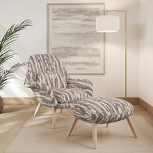 Load image into Gallery viewer, Ivory Grey Black Stripe Stain Resistant Upholstery Fabric