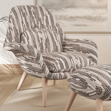 Load image into Gallery viewer, Ivory Grey Black Stripe Stain Resistant Upholstery Fabric