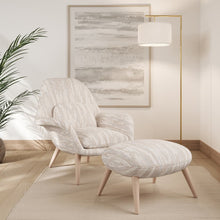 Load image into Gallery viewer, Ivory Beige Grey Stripe Stain Resistant Upholstery Fabric