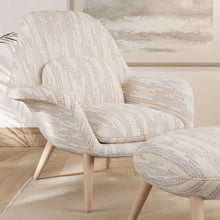 Load image into Gallery viewer, Ivory Beige Grey Stripe Stain Resistant Upholstery Fabric