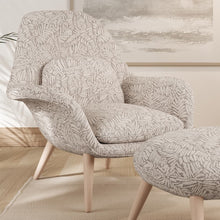 Load image into Gallery viewer, Grey Tan Botanical Leaf Stain Resistant Upholstery Fabric