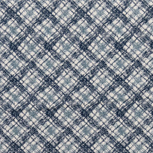 Load image into Gallery viewer, Blue Ivory Check Plaid Stain Resistant Upholstery Fabric