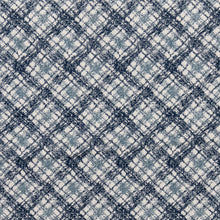 Load image into Gallery viewer, Navy Blue Ivory Geometric Diamond Stain Resistant Upholstery Fabric