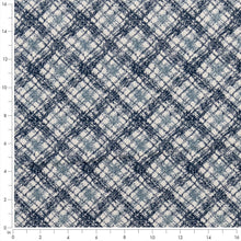 Load image into Gallery viewer, Navy Blue Ivory Geometric Diamond Stain Resistant Upholstery Fabric