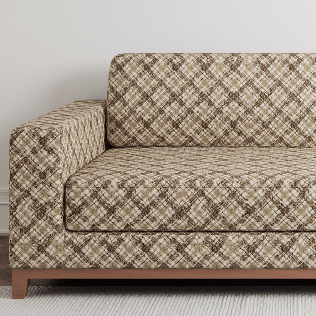 Beige Ivory Brown Geometric Diamond Stain Resistant Upholstery Fabric ...