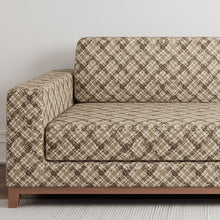 Load image into Gallery viewer, Beige Ivory Brown Geometric Diamond Stain Resistant Upholstery Fabric