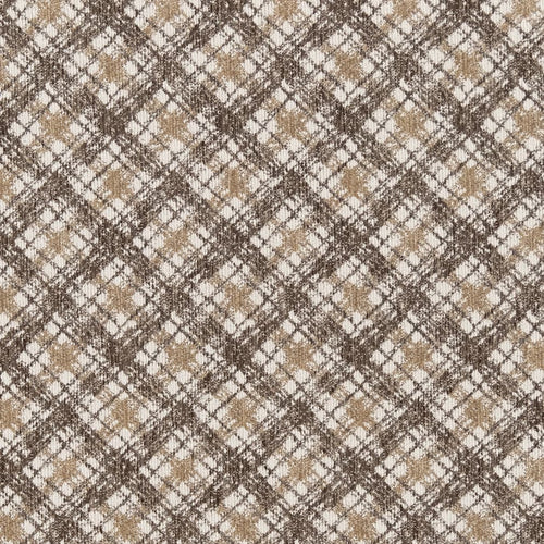 Beige Ivory Brown Geometric Diamond Stain Resistant Upholstery Fabric