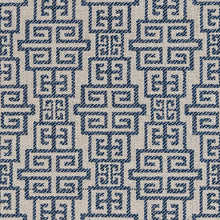 Load image into Gallery viewer, Blue Beige Geometric Greek Key Stain Resistant Upholstery Fabric