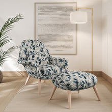 Load image into Gallery viewer, Beige Blue Botanic Leaf Stain Resistant Upholstery Fabric