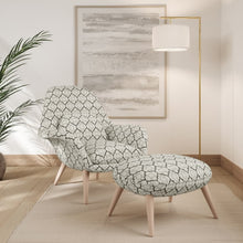 Load image into Gallery viewer, Grey Geometric Trellis Stain Resistant Upholstery Fabric