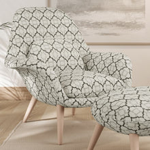 Load image into Gallery viewer, Grey Geometric Trellis Stain Resistant Upholstery Fabric