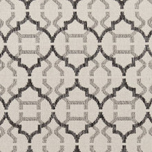 Load image into Gallery viewer, Grey Geometric Trellis Stain Resistant Upholstery Fabric