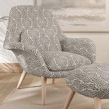 Load image into Gallery viewer, Green Beige Geometric Greek Key Stain Resistant Upholstery Fabric