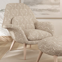 Load image into Gallery viewer, Beige Geometric Greek Key Stain Resistant Upholstery Fabric