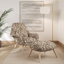 Load image into Gallery viewer, Beige Brown Ikat Geometric Stain Resistant Upholstery Fabric