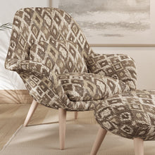 Load image into Gallery viewer, Beige Brown Ikat Geometric Stain Resistant Upholstery Fabric