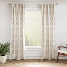 Load image into Gallery viewer, Ivory Grey Trellis Geometric Stain Resistant Upholstery Bedding Drapery Fabric