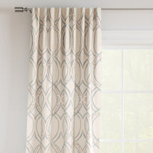 Load image into Gallery viewer, Ivory Grey Trellis Geometric Stain Resistant Upholstery Bedding Drapery Fabric