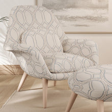 Load image into Gallery viewer, Ivory Grey Trellis Geometric Stain Resistant Upholstery Bedding Drapery Fabric