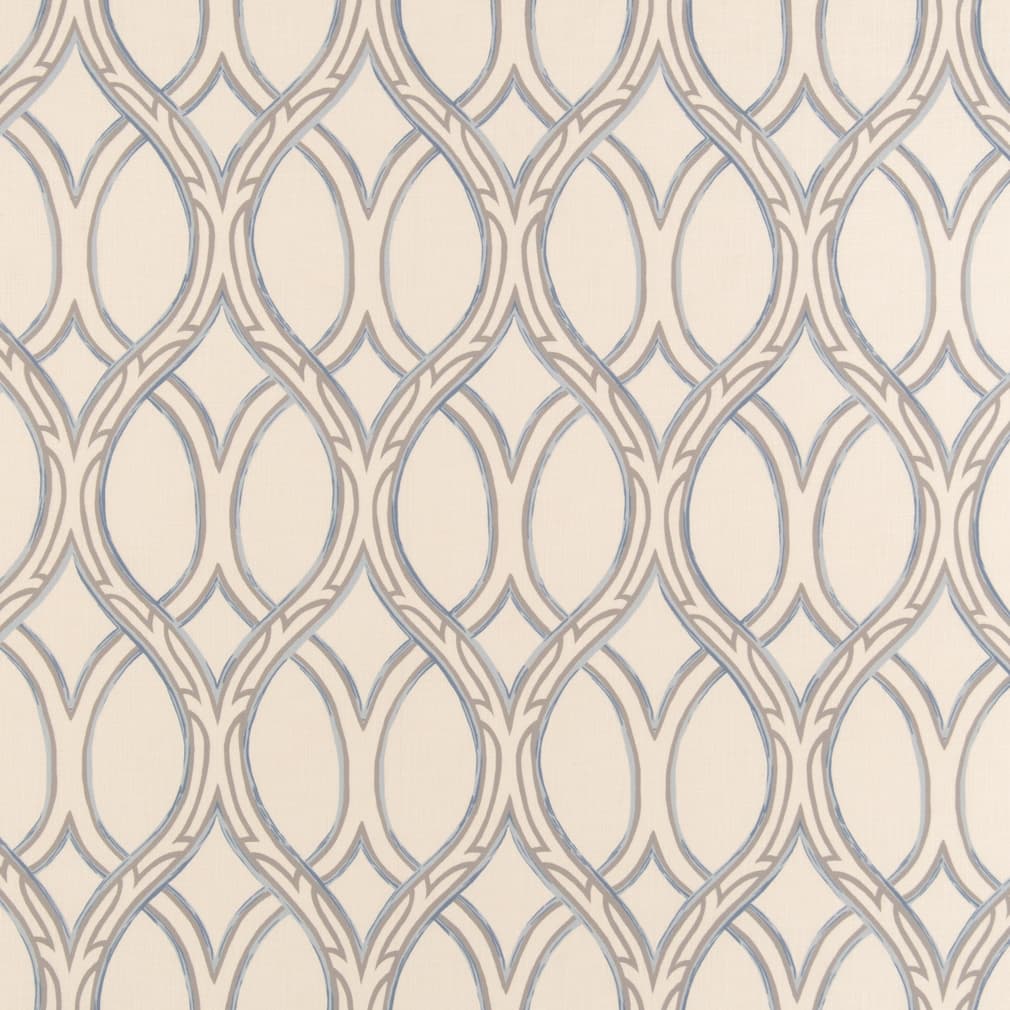 Ivory Grey Trellis Geometric Stain Resistant Upholstery Bedding Drapery Fabric