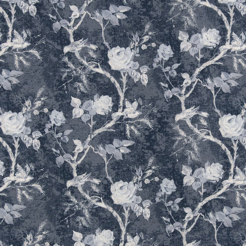 Grey Botanic Floral Stain Resistant Upholstery Bedding Drapery Fabric
