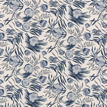 Load image into Gallery viewer, Ivory Blue Grey Floral Botanical Stain Resistant Upholstery Fabric
